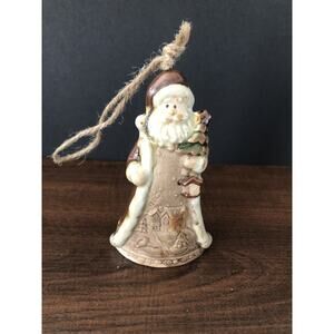Vintage Cracker Barrel Glazed Santa Clause Ornament Ceramic Old World Classy Red